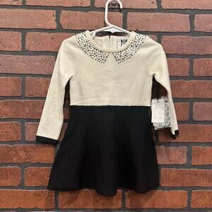 Milly Mini Designer Dress Size 3 Embellished Black & White Dress NWT
